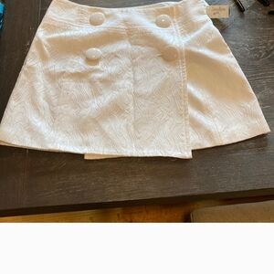 Milly White Textured A-Line Skirt